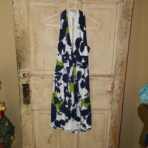 Trina Turk Silk Blend V Neck Sleeveless Halter Dress Size 2 (N-15)